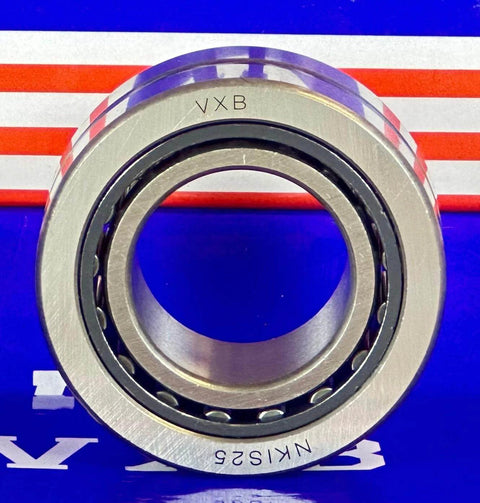 NKIS25 Needle Roller Bearing 25x47x22mm Machined Type front view showing metal construction