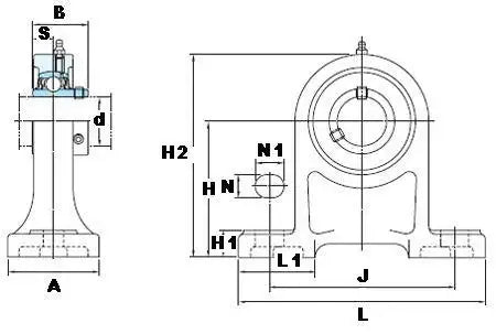 UCPH210-31 Bearing 1 15/16" Pillow Block Mounted Bearing technical drawing with dimensions.