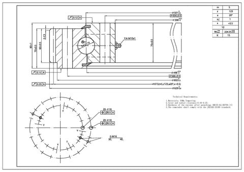 16Inch 4 点接触398x602x80mm ボール旋回リング ベアリング-外歯車