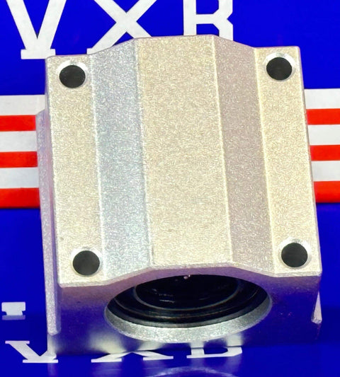 Aluminum block of 20mm Slide Unit Ball Bushing Block Linear Motion with visible mounting holes, ideal for CNC applications.