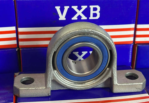 30mm Bore Miniature Stainless Steel Pillow Block Mounted Bearing with blue seal and gray housing