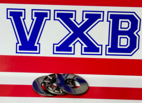 Thrust Needle Roller Bearing 3/8" x 13/16" x 9/64" inch set with VXB branding in background, showing 3-piece assembly