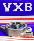 10mm Miniature Flanged Block Stainless Steel Mounted Bearing on a colorful background with the VXB logo.