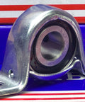 SBPP202-10 Bearing 5/8" Steel pillow type Mounted Bearing with a pressed steel plate housing.