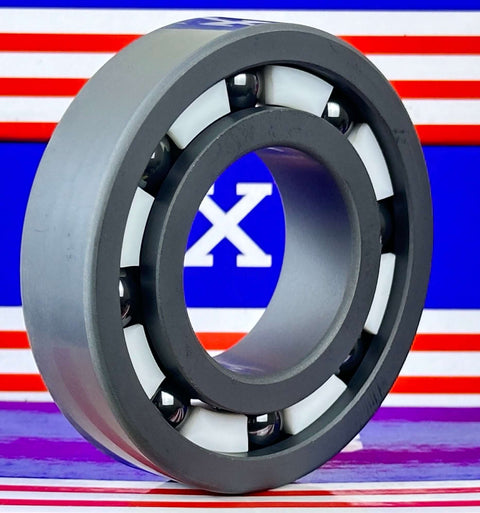 6207 Full Ceramic Bearing 35x72x17 Silicon Carbide on vivid background, showcasing its ceramic build and design.