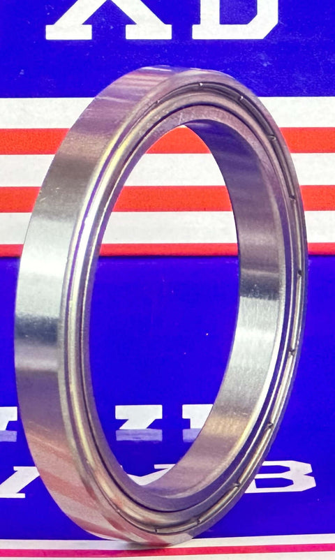 6809ZZ Bearing 45x58x7mm Shielded Ball Bearing in a side view showcasing the chrome steel design.