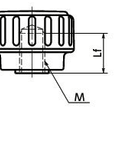 M3 16mm Black Dimple Knob Nut Japan Made front view, detail illustration showing dimensions and design.