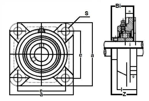 UCF205-16 Unidade de rolamento montada em flange com 4 parafusos e furo de 1" - Comprar rolamentos on-line - Envio rápido para os EUA