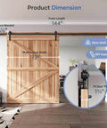 12 FT Heavy Duty Sliding Barn Door Hardware Track Kit with straight pulley design on wooden door in interior setting