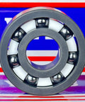 6304 Full Ceramic Bearing 20x52x15mm Silicon Carbide SiC with a gray ceramic cage and steel balls.