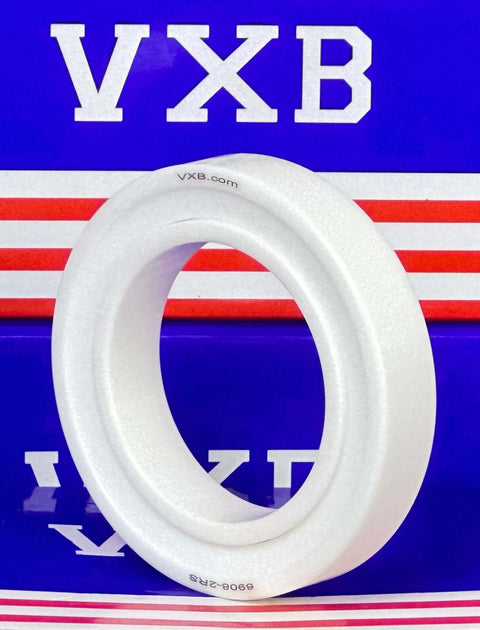 6908-2RS Rolamento Full Ceramic ZrO2 40x62x12 Seald em fundo azul VXB com listras vermelhas