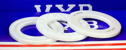 Full Ceramic 51105 ZrO2/ZrO2 Thrust Ball Bearing 25x42x11mm showcased with various ceramic rings.