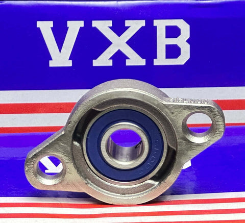 10mm Miniature Flanged Block Stainless Steel Mounted Bearing on a vibrant background.