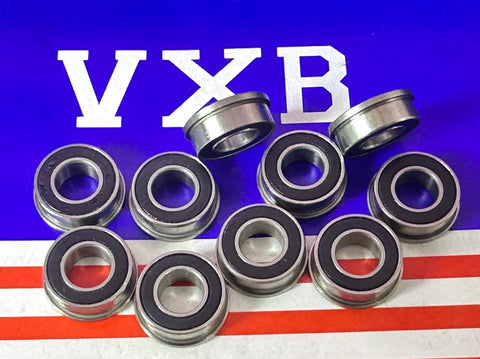 10-Pack Flanged Bearings 2RS Sealed 1/4" x " x inch Bearings - Buy Bearings online - Fast US Shipping