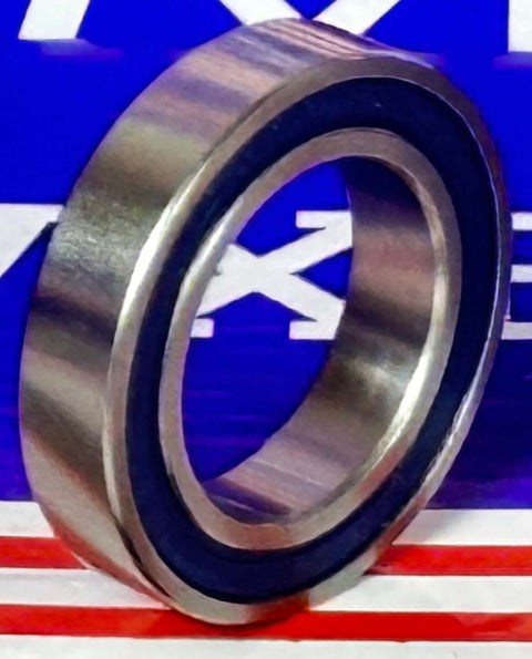 S6804-2RS Ceramic Bearing Si3N4 Sealed 20x32x7mm ABEC-5 side view of stainless steel hybrid bearing with blue seal.