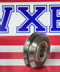 Rolamento guia com ranhura em V de 3/8"RM2ZZ de Stainless Steel  SSW2-ZZ SSRM2ZZ em um fundo vermelho e branco com o logotipo da VXB.