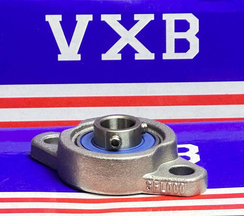10mm Miniature Flanged Block Stainless Steel Mounted Bearing on a colorful background with the VXB logo.