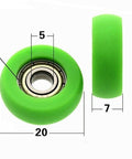 5x20x7mm Green Crown Tread Polyurethane Tire w Bearing - Buy Bearings online - Fast US Shipping