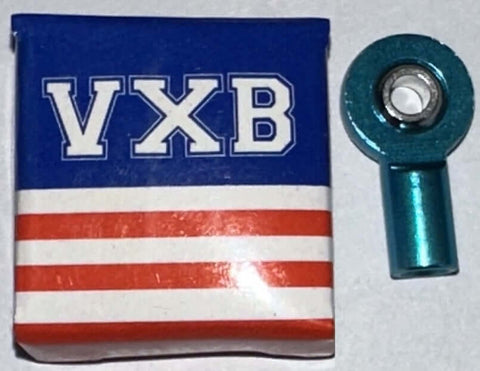 Terminais de haste fêmea 3mm azul PHS3 Right Hand Mini Heim Joint ao lado da embalagem, mostrando a articulação precisa para sistemas de movimento.