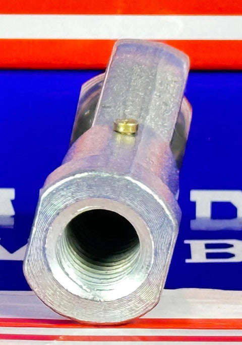 Front view of a Female Rod End 14mm PHS14 Right hand Bearing, showing internal thread size M14x2, set against a blue background.