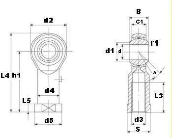 Female Rod End PHSB6 3/8 Right hand Bearing - Comprar rolamentos on-line - Envio rápido para os EUA