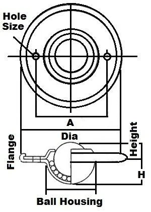 FSBT-1 1/2 CS Ball Transfer Unit 1-1/2 Main Ball Rolamento fabricado nos EUA - Comprar rolamentos on-line - Envio rápido para os EUA