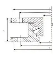 Desenho técnico de um rolamento de plataforma giratória grande de 5 Ton 880 mm de diâmetro - dimensions perfil fino.