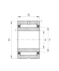 Technical diagram of NKIS25 Needle Roller Bearing 25x47x22mm - Machined Type, showing internal structure and dimensions.