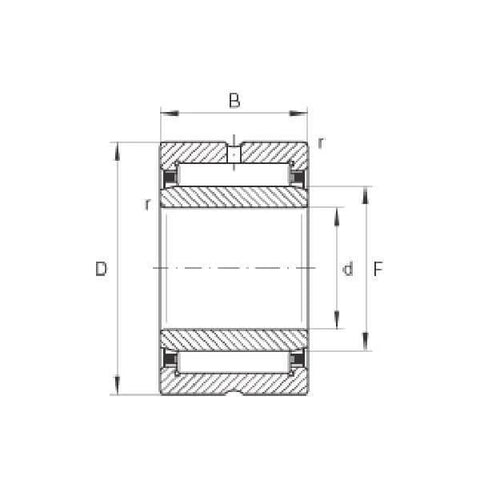 Technical diagram of NKIS25 Needle Roller Bearing 25x47x22mm - Machined Type, showing internal structure and dimensions.