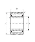 Technical diagram of NKIS25 Needle Roller Bearing 25x47x22mm - Machined Type showing dimensions and structure.