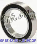 Premium 6805-2RS Bearing 25x37x7mm Sealed Ball Bearing side view showcasing chrome steel and rubber seals.