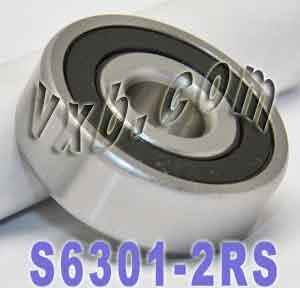 S6301-2RS Stainless Steel Sealed Bearing 12x37x12mm - Buy Bearings online - Fast US Shipping