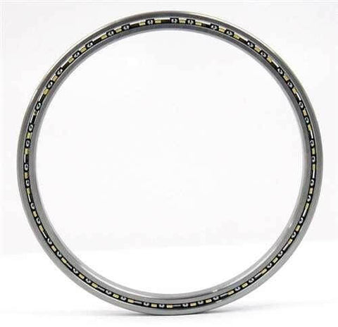 VF100CP0 Thin Bearing 10" x 11-1/2" x 3/4" - close-up view of chrome steel ball bearing with brass cage.